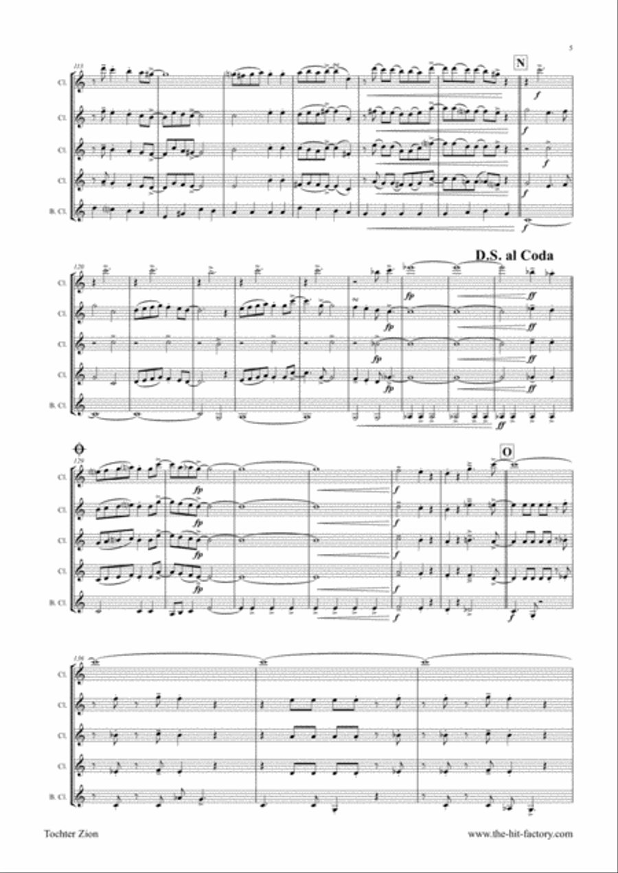 Tochter Zion - Choral & Shuffle - Clarinet Quintet Choir scores gallery preview page 5