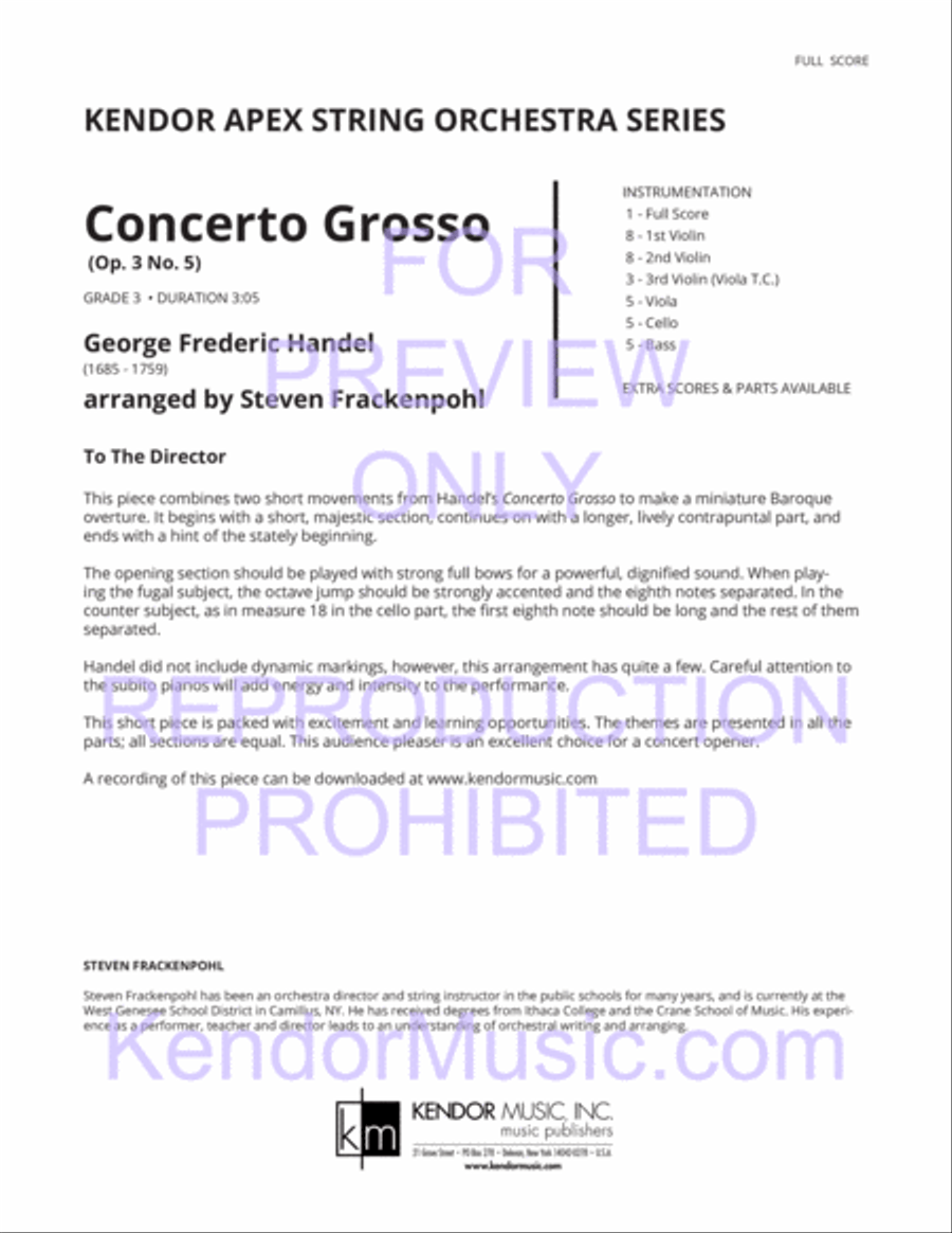 Concerto Grosso (Op. 3, No. 5) String Orchestra scores gallery preview page 2