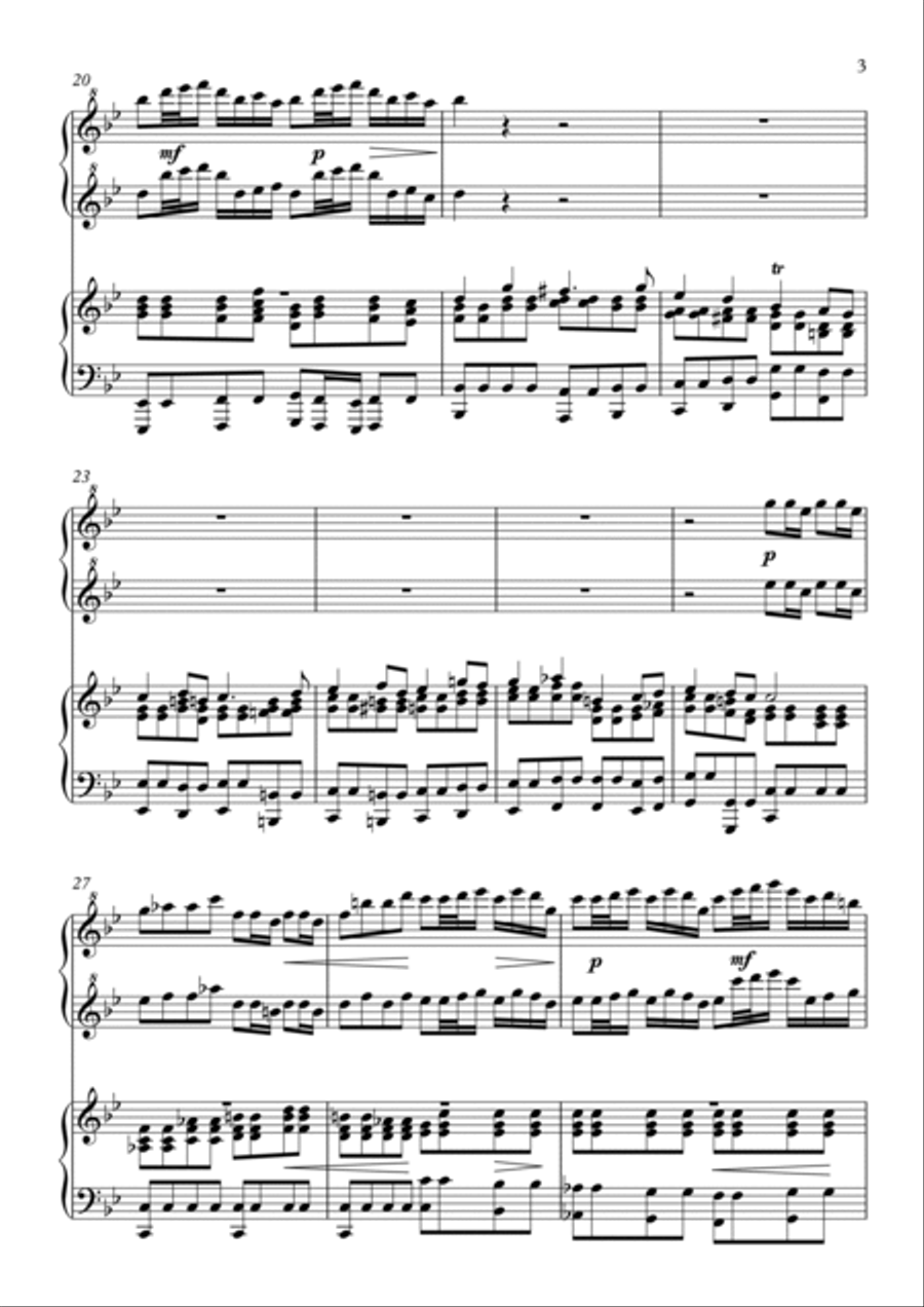 Sheep May Safely Graze (BWV 208) by JS Bach - arranged for Piano Duet 1 Piano, 4-Hands scores gallery preview page 3