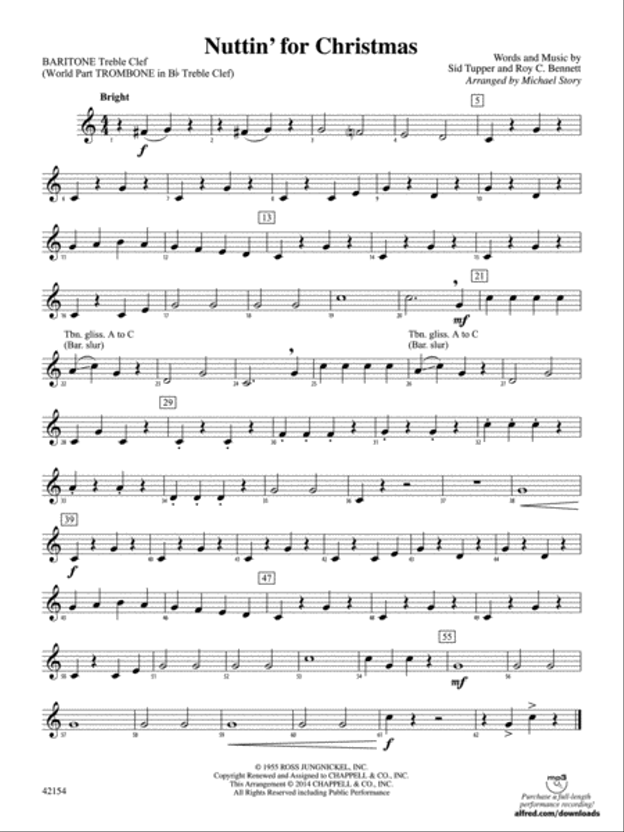Nuttin' for Christmas: Baritone T.C. Concert Band scores gallery preview page 1