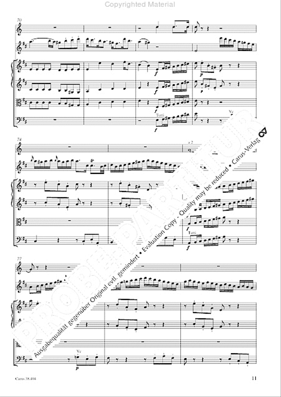 Concerto for Flute in D major (Concerto per il Flauto traverso in D / Flotenkonzert in D) Flute Solo scores gallery preview page 13