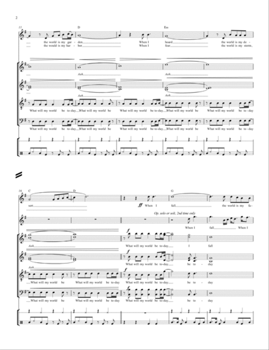 What Will My World Be Today 4-Part scores gallery preview page 2