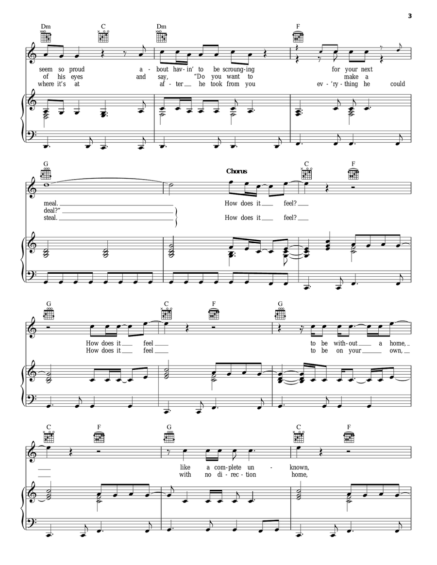 Like A Rolling Stone Piano, Vocal, Guitar scores gallery preview page 3