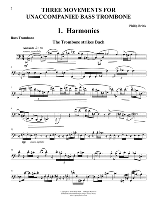 Book cover for Three Movements for Unaccompanied Bass Trombone