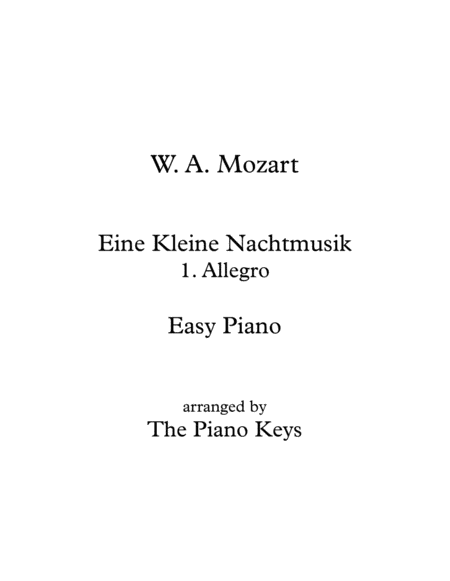 Eine Kleine Nachtmusik (Allegro) Easy Piano