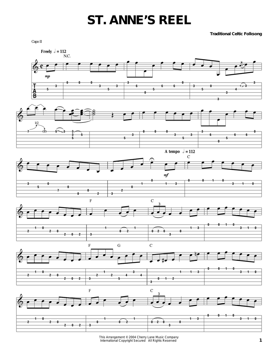 St. Anne's Reel Guitar Solo scores gallery preview page 1