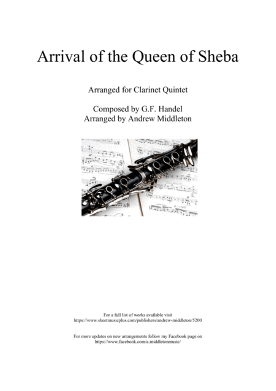 Arrival of the Queen of Sheba arranged for Clarinet Quintet Clarinet Quintet scores gallery preview page 1