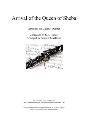 Book cover for Arrival of the Queen of Sheba arranged for Clarinet Quintet
