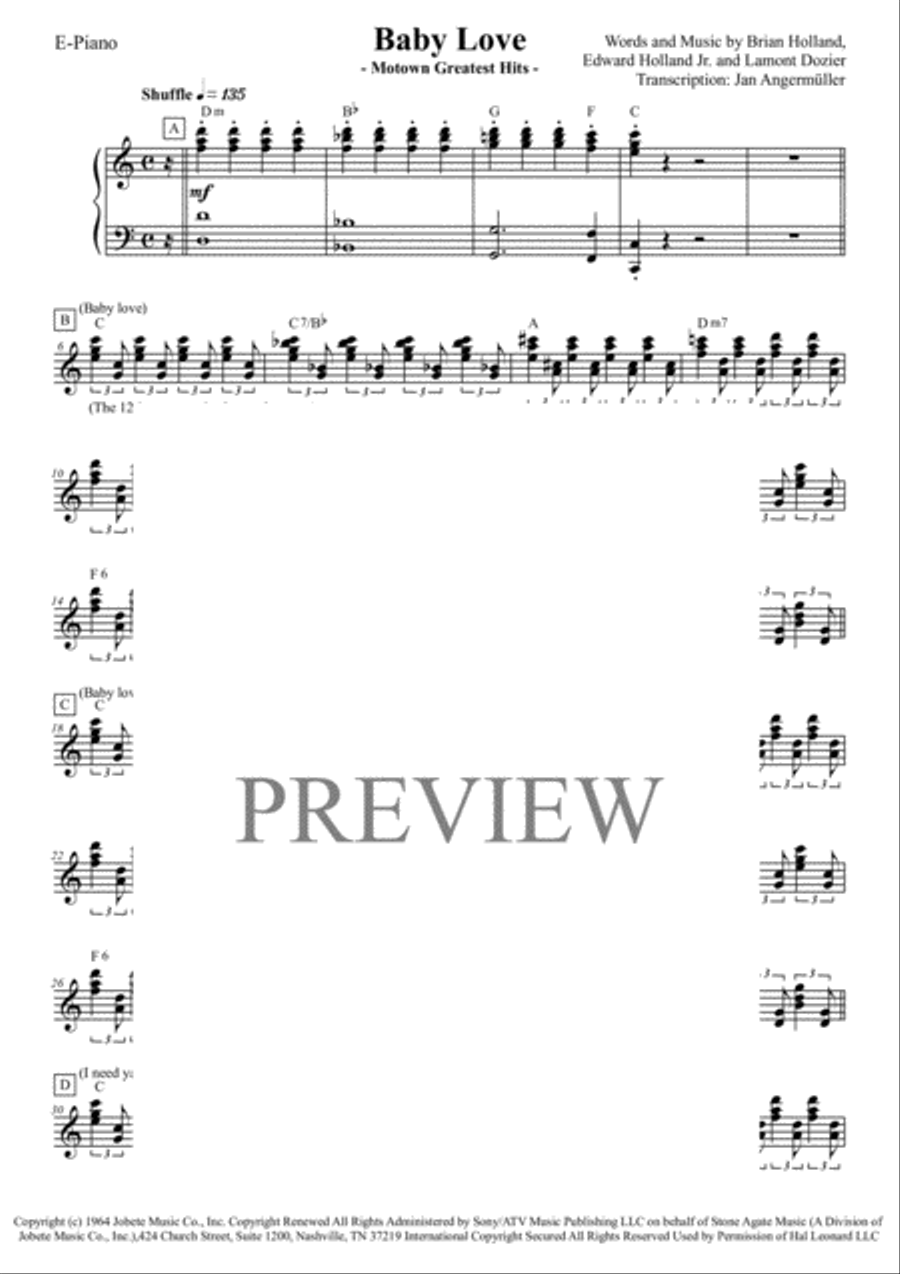 Baby Love Piano Solo scores gallery preview page 1