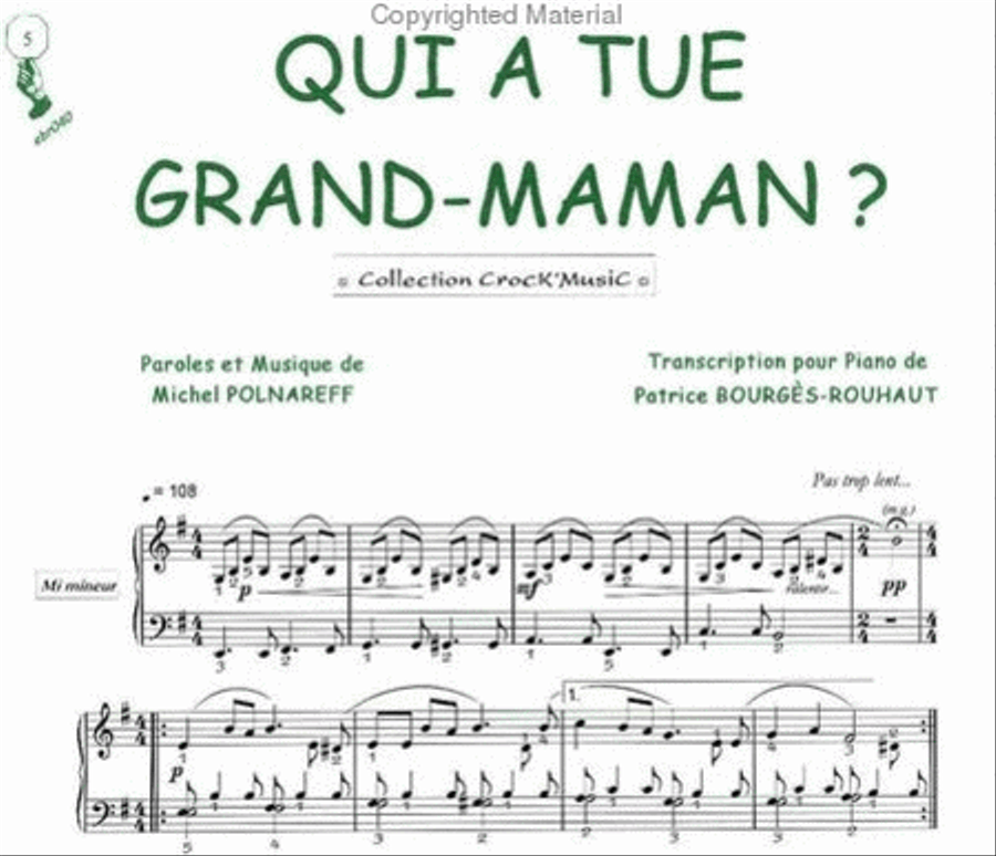 Qui a tué grand-maman ? (Collection CrocK'MusiC) Piano Solo scores gallery preview page 2
