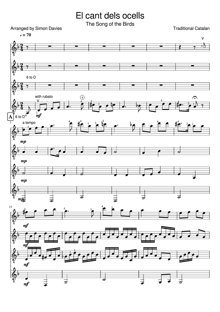El cant dels ocells - guitar ensemble Large Ensemble scores gallery preview page 1