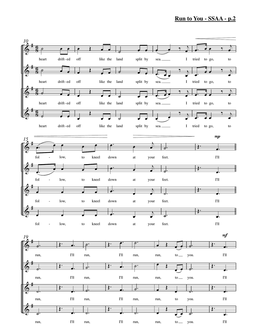 Run To You SSA scores gallery preview page 2