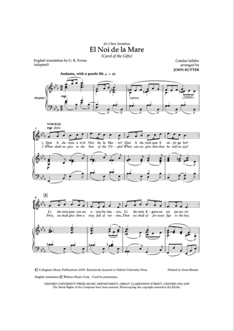 El Noi de la Mare (Carol of the Gifts) Unison Choir scores gallery preview page 2