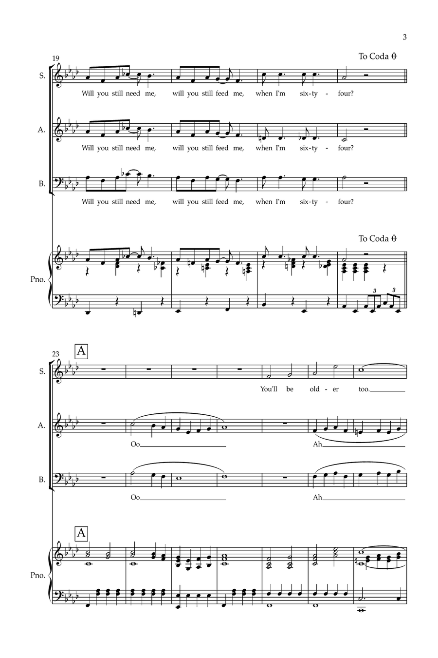 When I'm Sixty-Four 3-Part scores gallery preview page 3