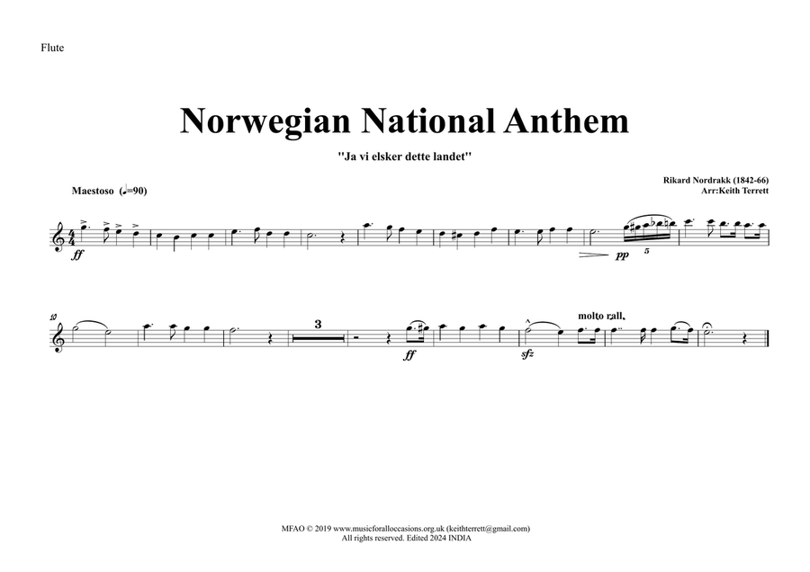 Norwegian National Anthem for Symphony Orchestra (Kt Olympic Anthem Serie9 image number null