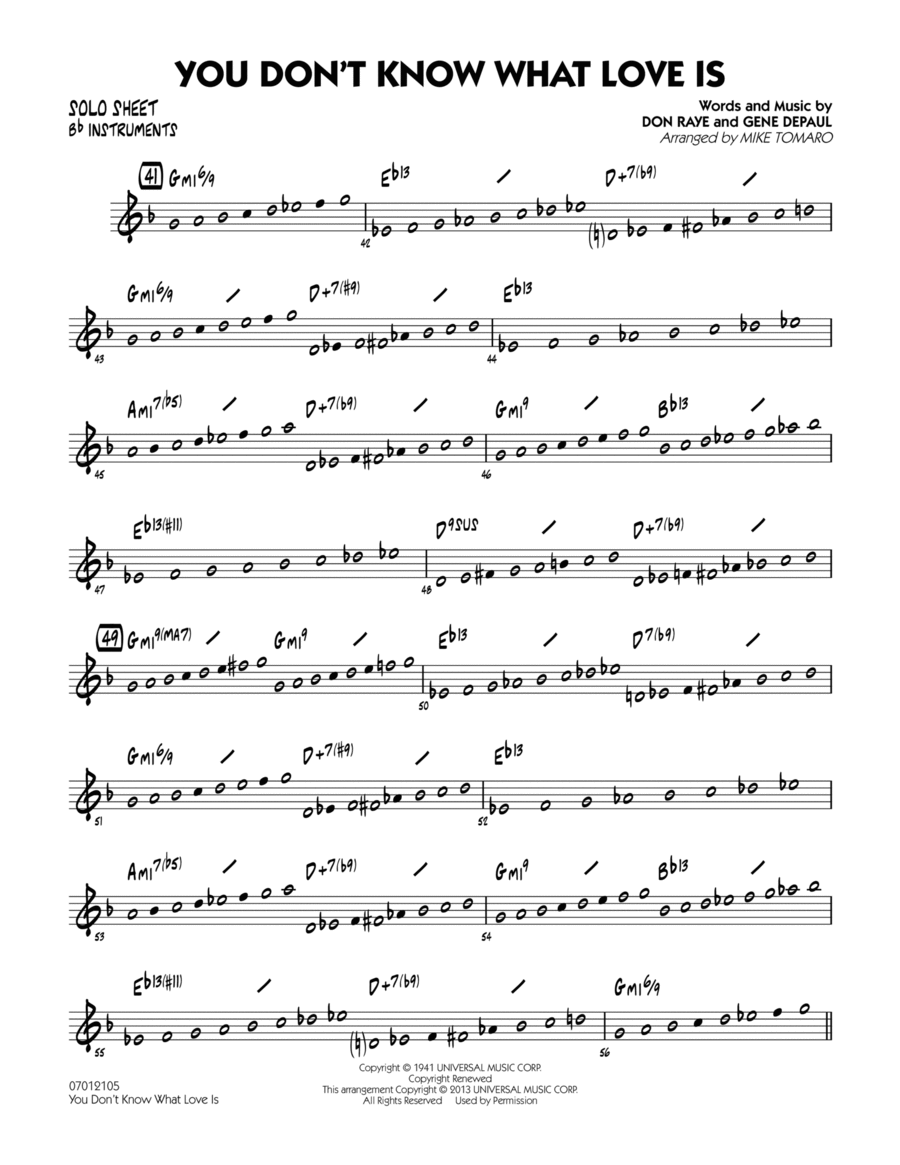 You Don't Know What Love Is - Bb Solo Sheet