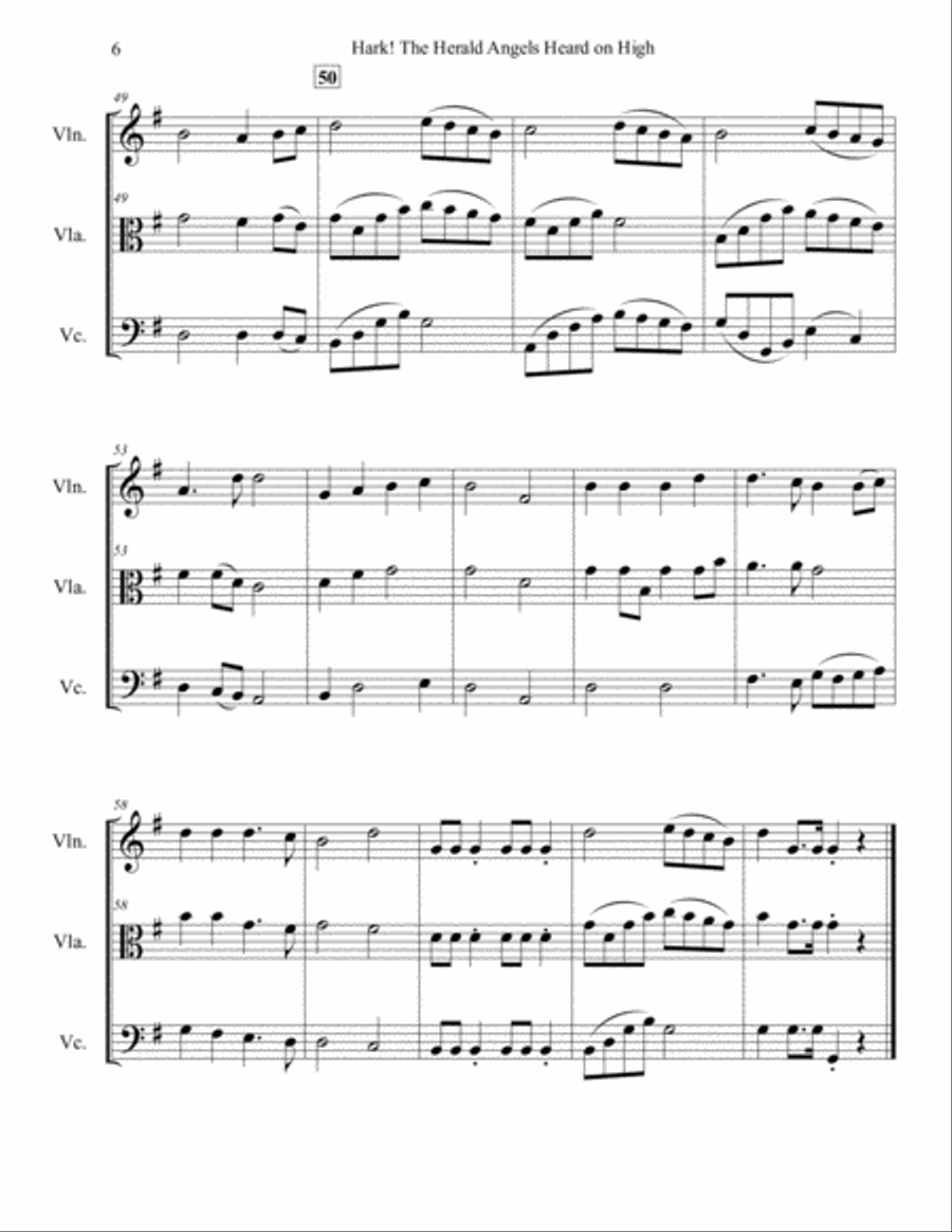 Hark! The Herald Angels Heard on High for String Trio String Trio scores gallery preview page 6