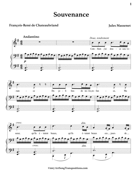 FRANCK: Souvenance (transposed to E minor)