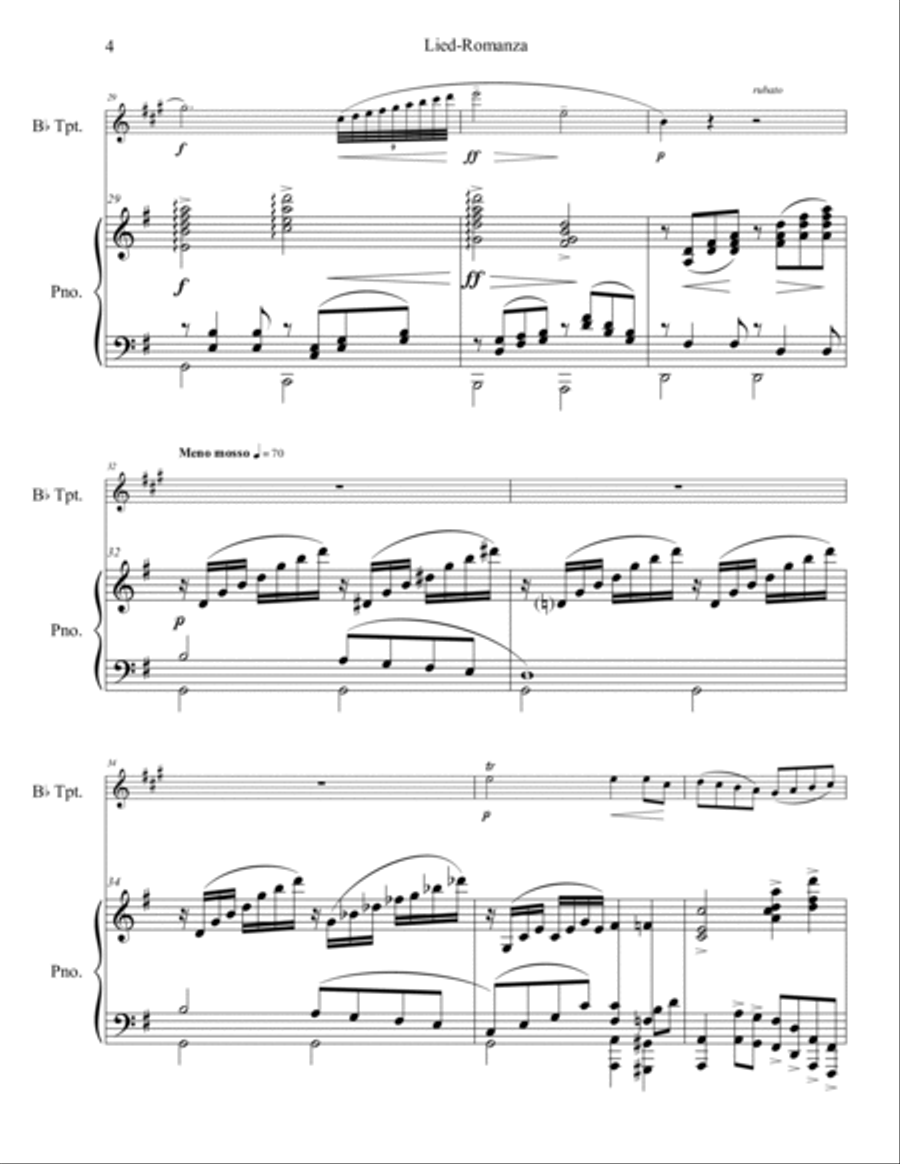 Lied - Romanza for Piano and Bb Trumpet Trumpet Duet scores gallery preview page 5