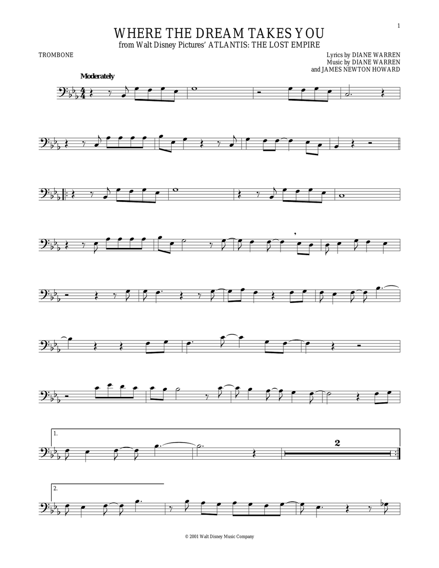 Where The Dream Takes You Trombone Solo scores gallery preview page 1