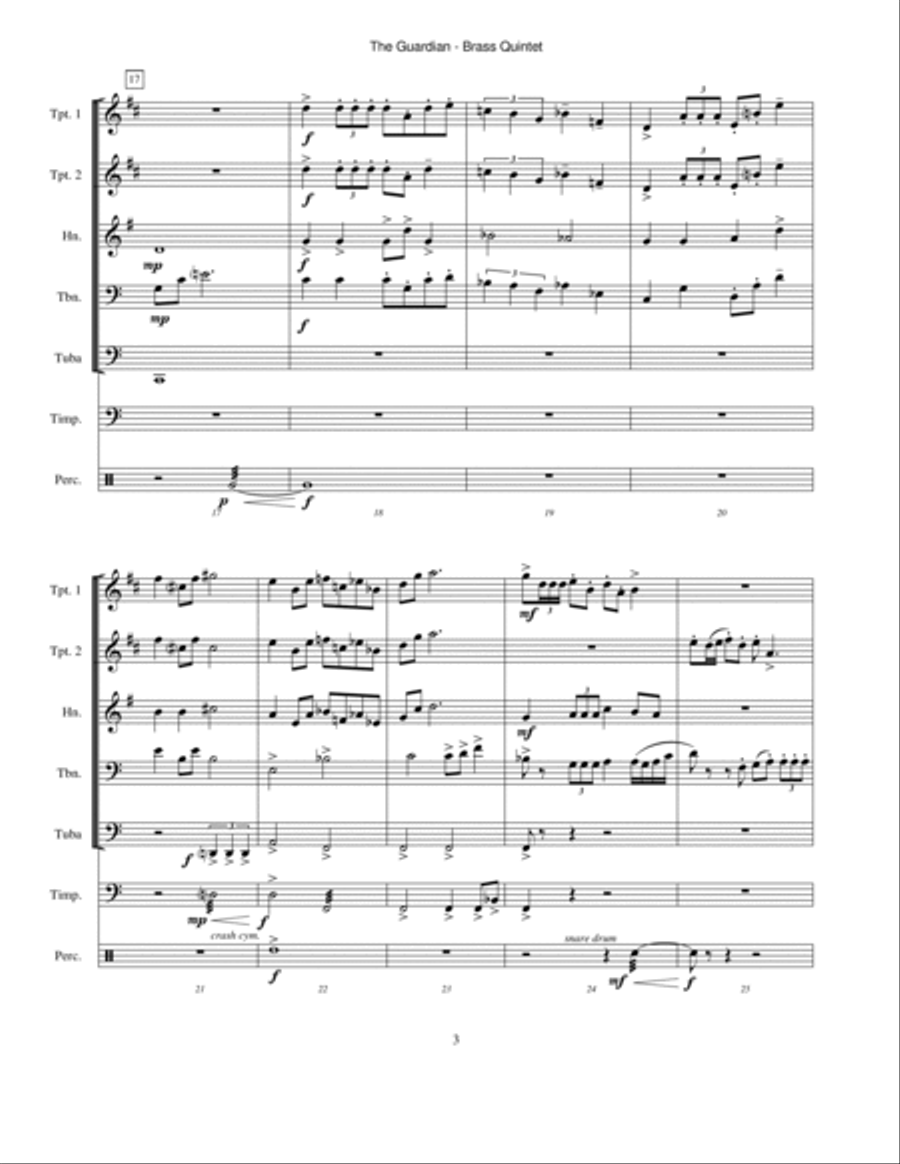 The Guardian (brass quintet version) Small Ensemble scores gallery preview page 3