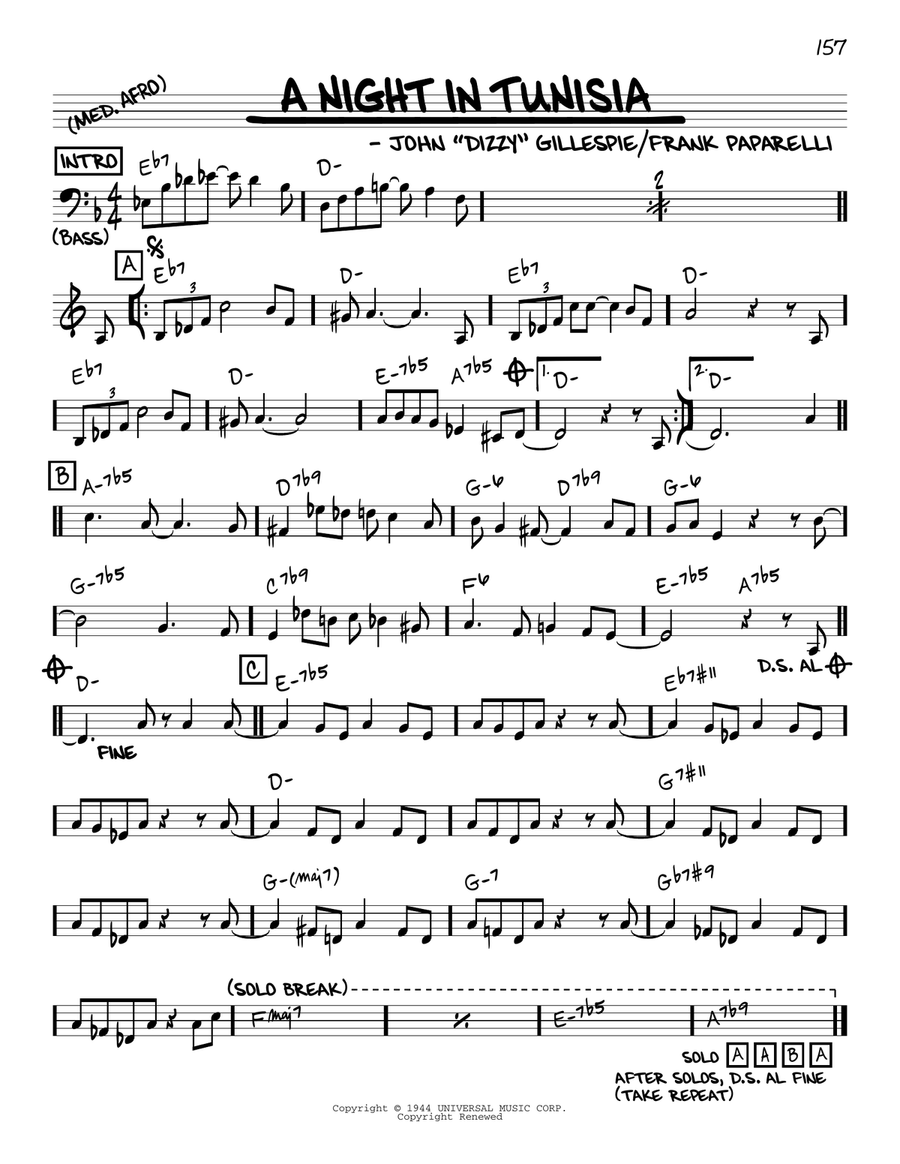 A Night In Tunisia C Instrument scores gallery preview page 1