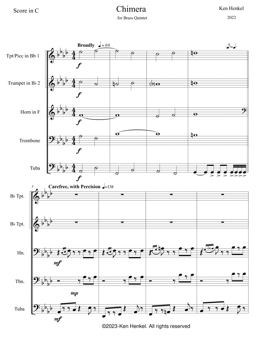Chimera Brass Quintet scores gallery preview page 1