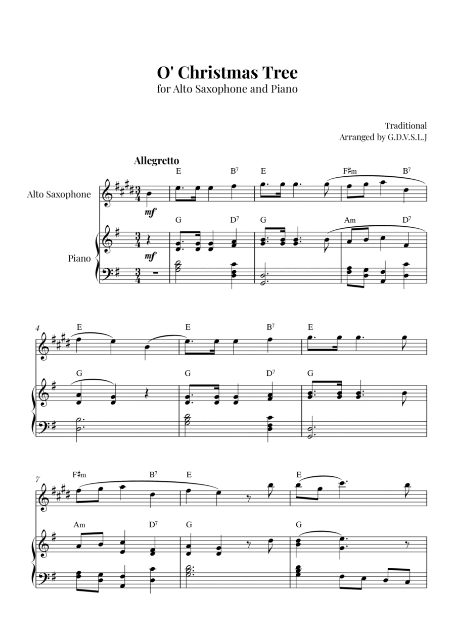 O' Christmas Tree O' Christmas Tree Alto Saxophone scores gallery preview page 1