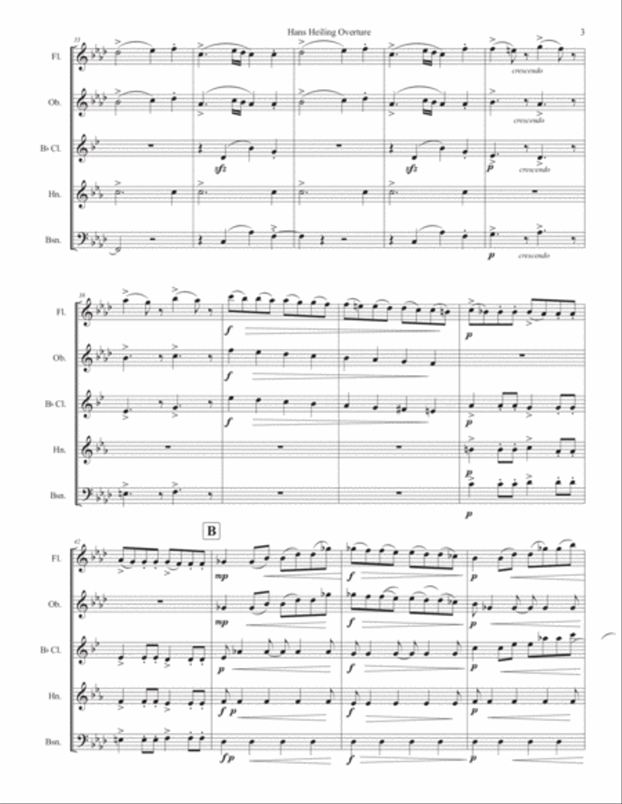 Hans Heiling Overture Opus 80 Woodwind Quintet scores gallery preview page 3