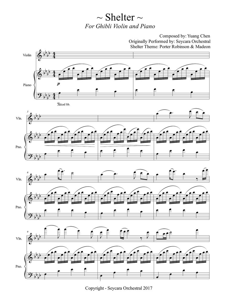 Shelter - Ghibli Violin and Piano Violin scores gallery preview page 1