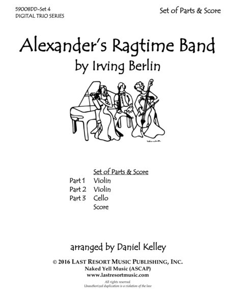 Alexander's Ragtime Band for String Trio- Violin, Violin, Cello