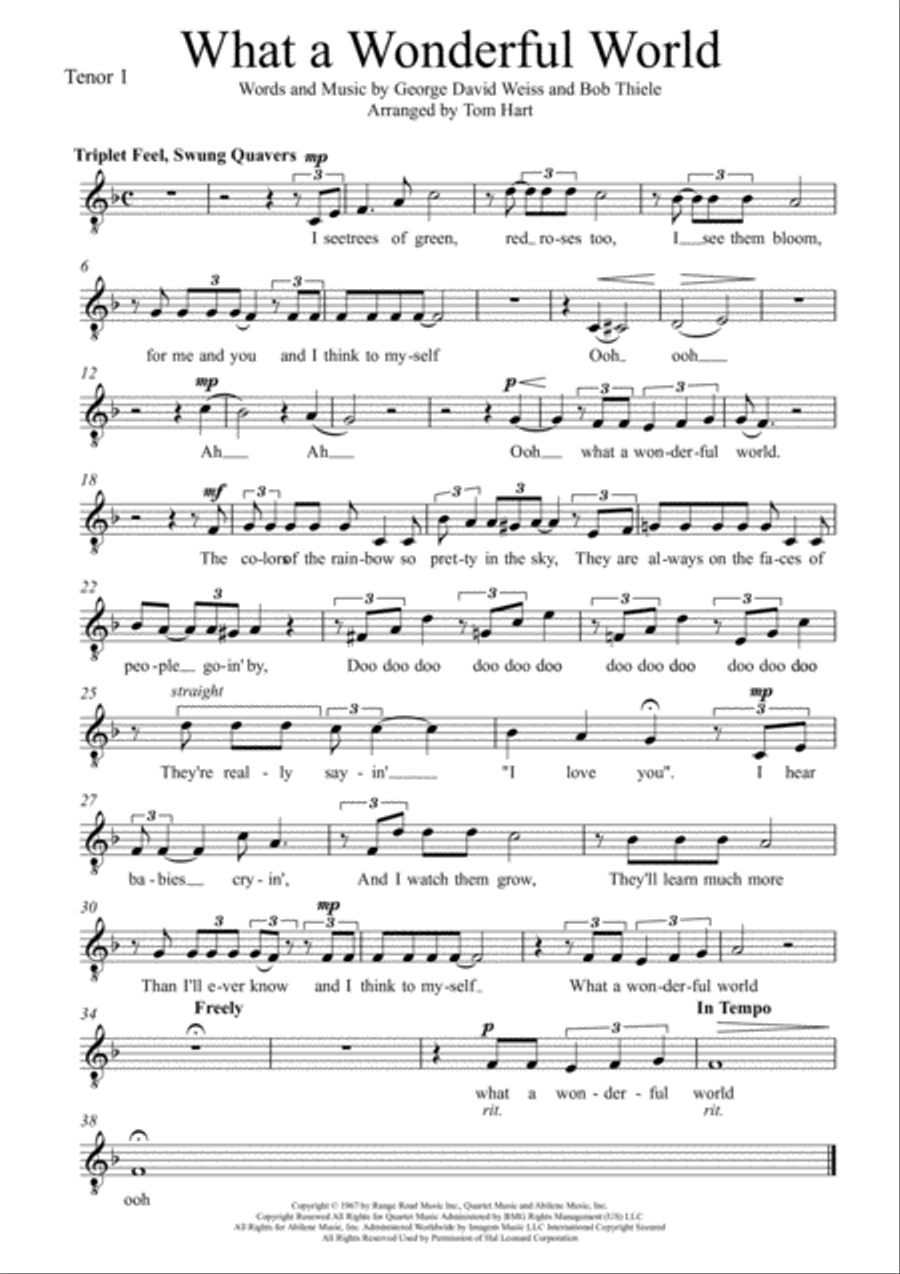 What A Wonderful World TTBB scores gallery preview page 2