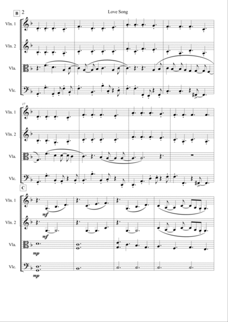 Love Song String Quartet scores gallery preview page 3