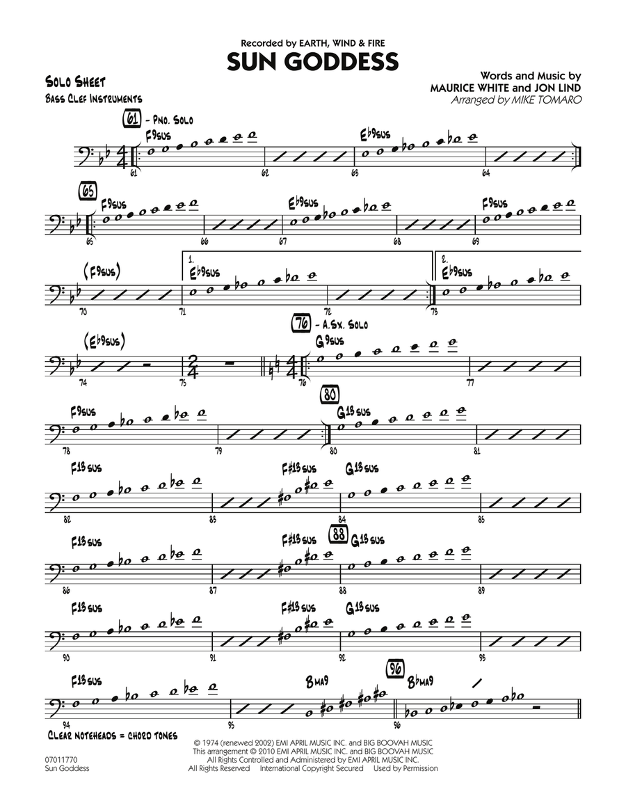 Sun Goddess - Bass Clef Solo Sheet Jazz Ensemble scores gallery preview page 1