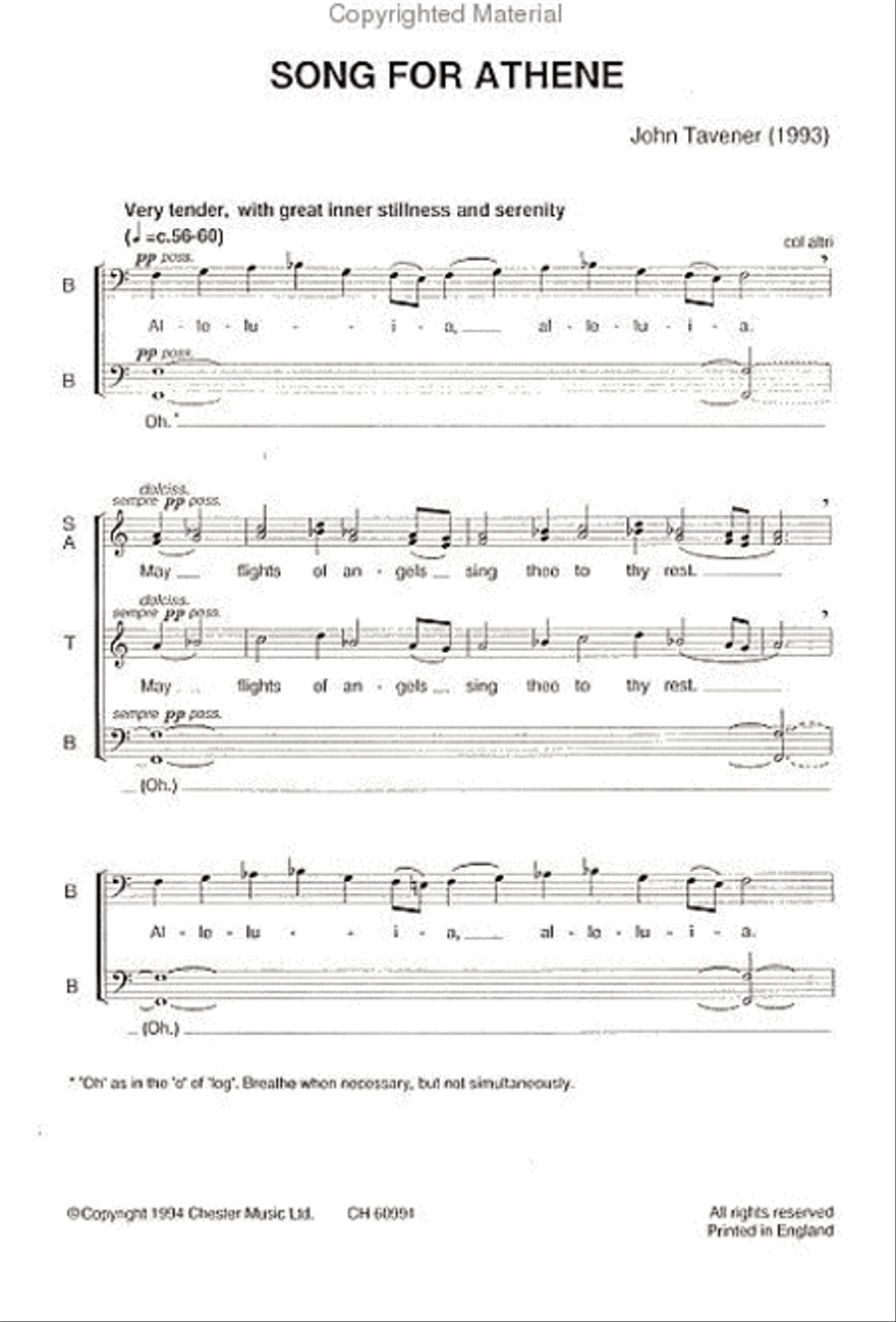 Song for Athene (Alleluia. May Flights of Angels Sing Thee to Thy Rest) 4-Part scores gallery preview page 2