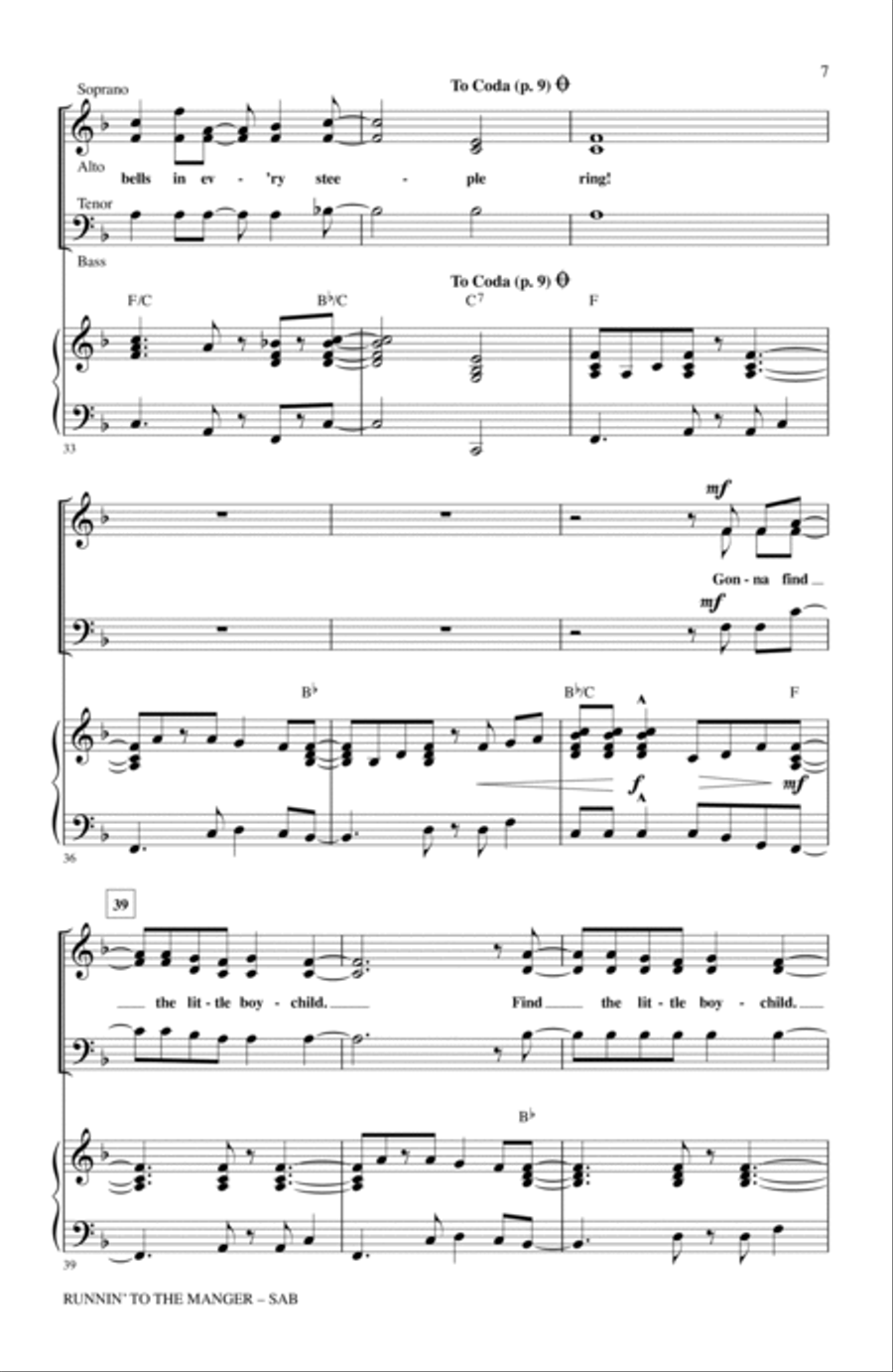 Runnin' To The Manger (Hear The Angels Sing) 3-Part scores gallery preview page 5