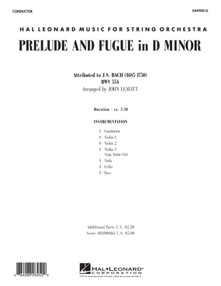 Book cover for Prelude and Fugue in D Minor - Full Score