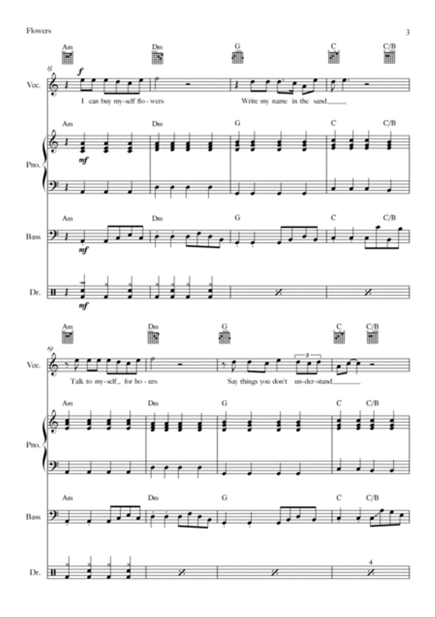 Flowers Bass Guitar scores gallery preview page 3