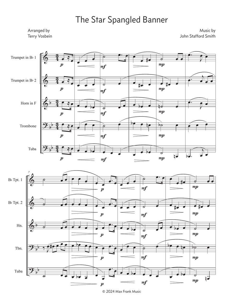 The Star Spangled Banner The Star Spangled Banner Brass Quintet scores gallery preview page 1