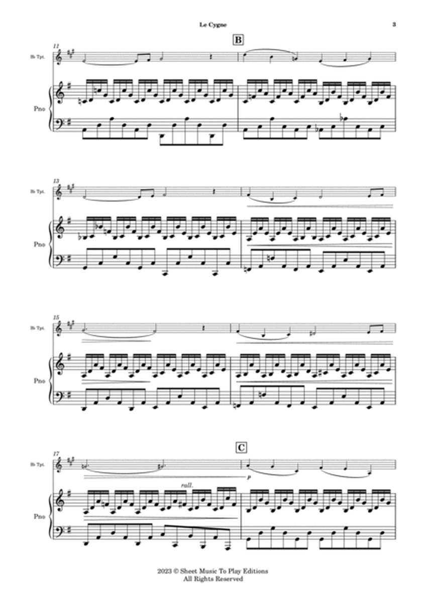 The Swan (Le Cygne) by Saint-Saens - Bb Trumpet and Piano (Full Score and Parts) image number null