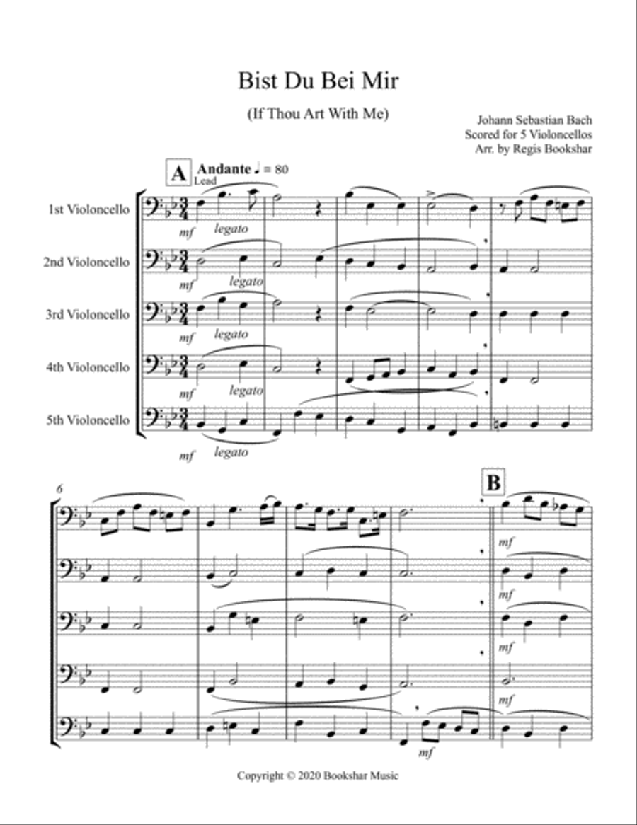 Bist Du Bei Mir (Violoncello Quintet) String Quintet scores gallery preview page 1