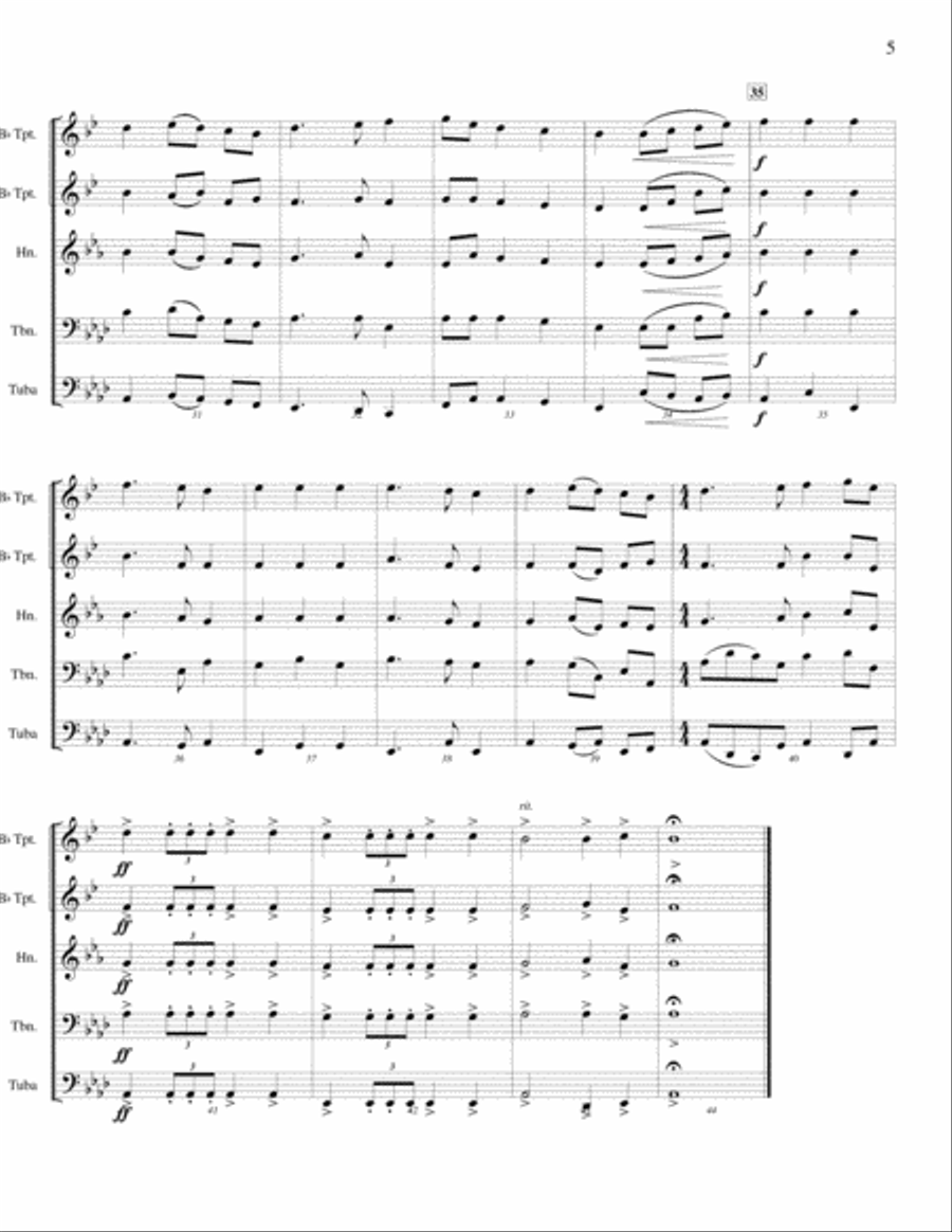 God Save the Queen (My Country Tis of Thee) Brass Ensemble scores gallery preview page 5