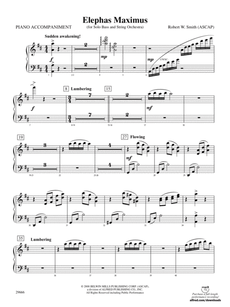 Elephas Maximus (For Solo Bass and String Orchestra): Piano Accompaniment