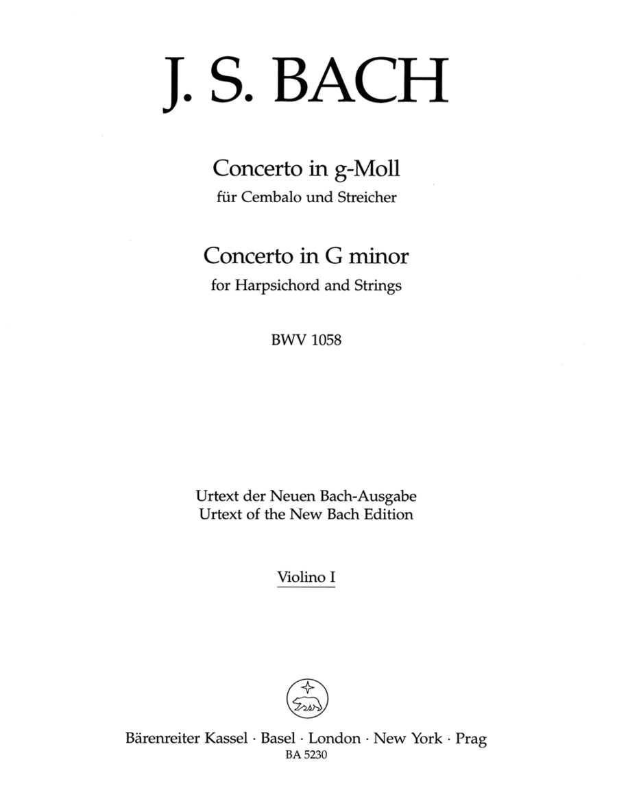 Concerto for Harpsichord and Strings g minor BWV 1058 Violin scores gallery preview page 1