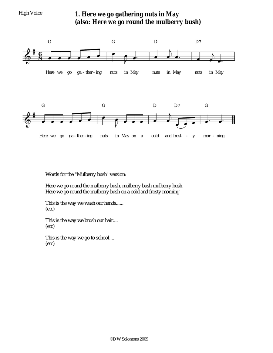 Ten nursery rhymes high voice, medium voice or low voice with guitar chords Acoustic Guitar scores gallery preview page 4