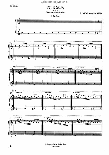 Petite Suite für dreioktaviges Toypiano (Kinderklavier) oder anderes Tasteninstrument (1987) (Tonumfang c1 bis c4)