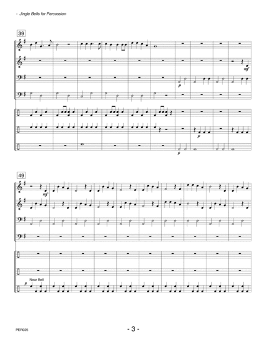 JINGLE BELLS FOR PERCUSSION - PERCUSSION ENSEMBLE Percussion Ensemble scores gallery preview page 3