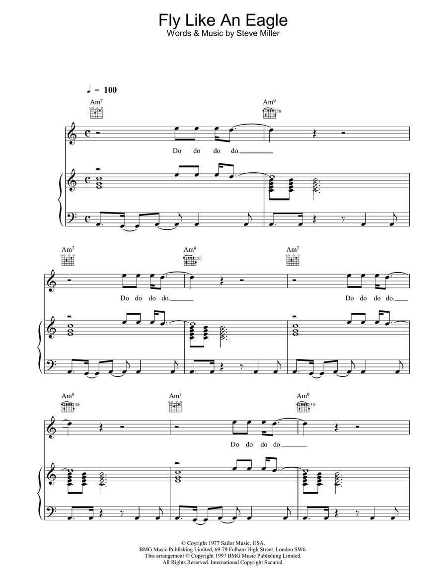 Fly Like An Eagle Piano, Vocal, Guitar scores gallery preview page 1