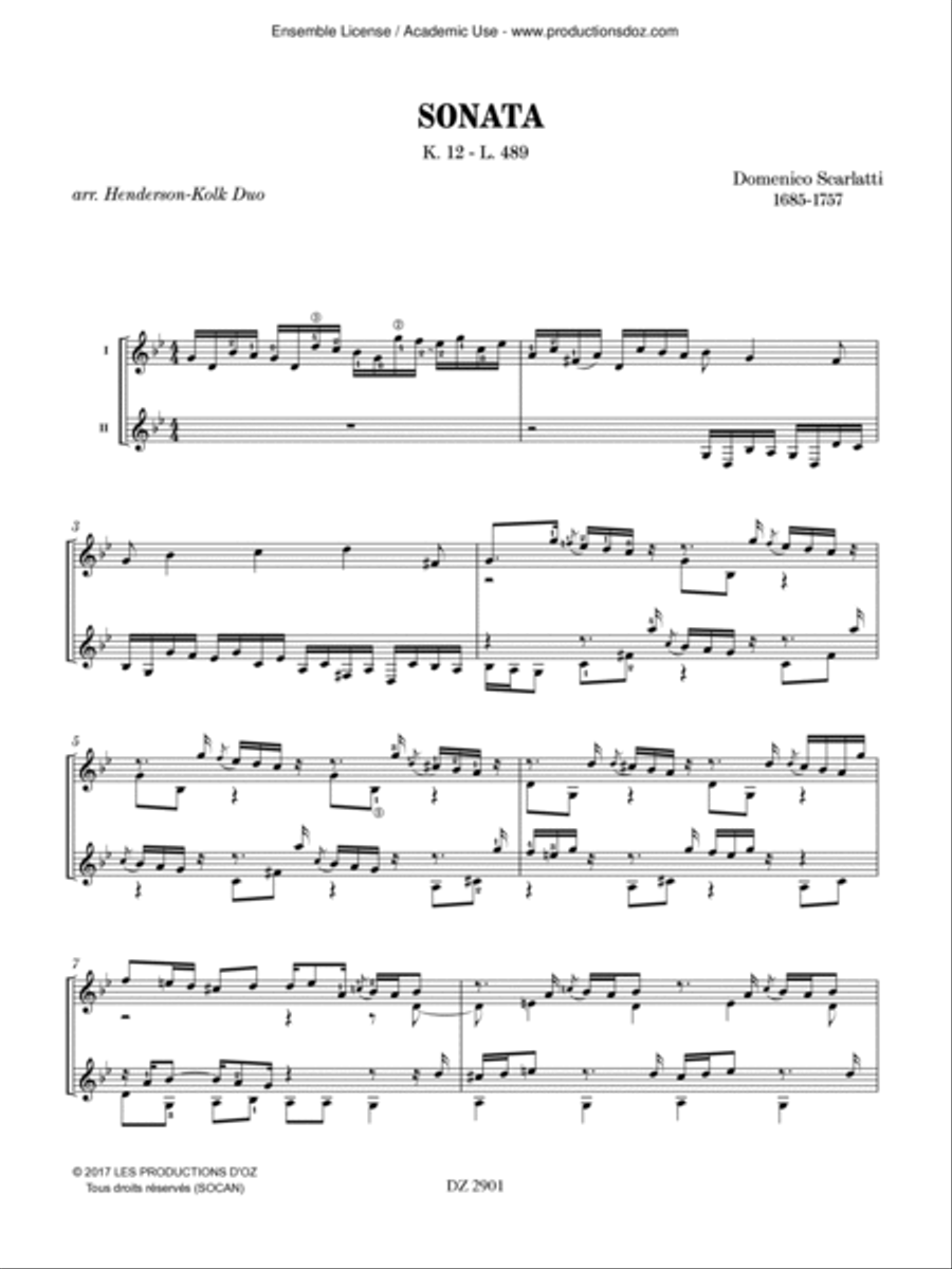 Sonata K. 12 / L. 489 Sonata K. 12 / L. 489 Classical Guitar scores gallery preview page 3