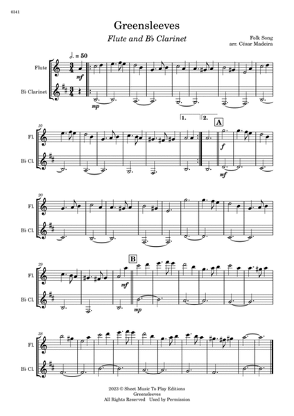 Greensleeves - Flute and Bb Clarinet (Full Score and Parts) image number null